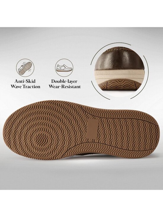 Men\'s Brown Slip On Leather Loafers Shoes Breathable Mesh Casual Moc main image 4